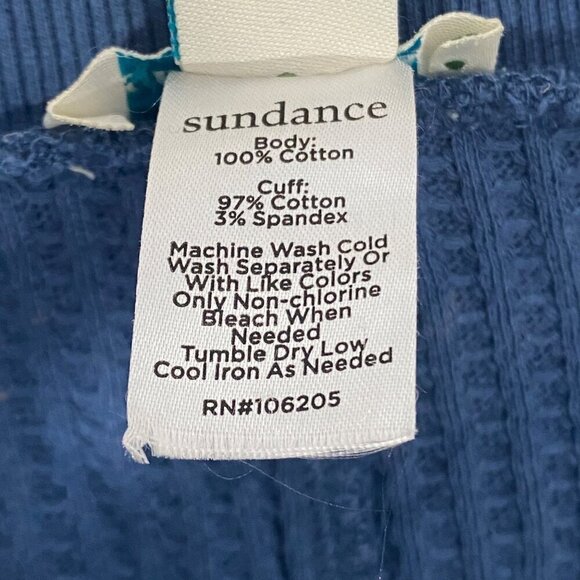 Sundance Blue Snowflake Print One-Piece Pajama Suit waffle knit Ribbed Size L - Picture 6 of 11